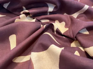 #1136 Maroon & Soft Gold Large Floral 60% Linen 40% Cotton Remnant