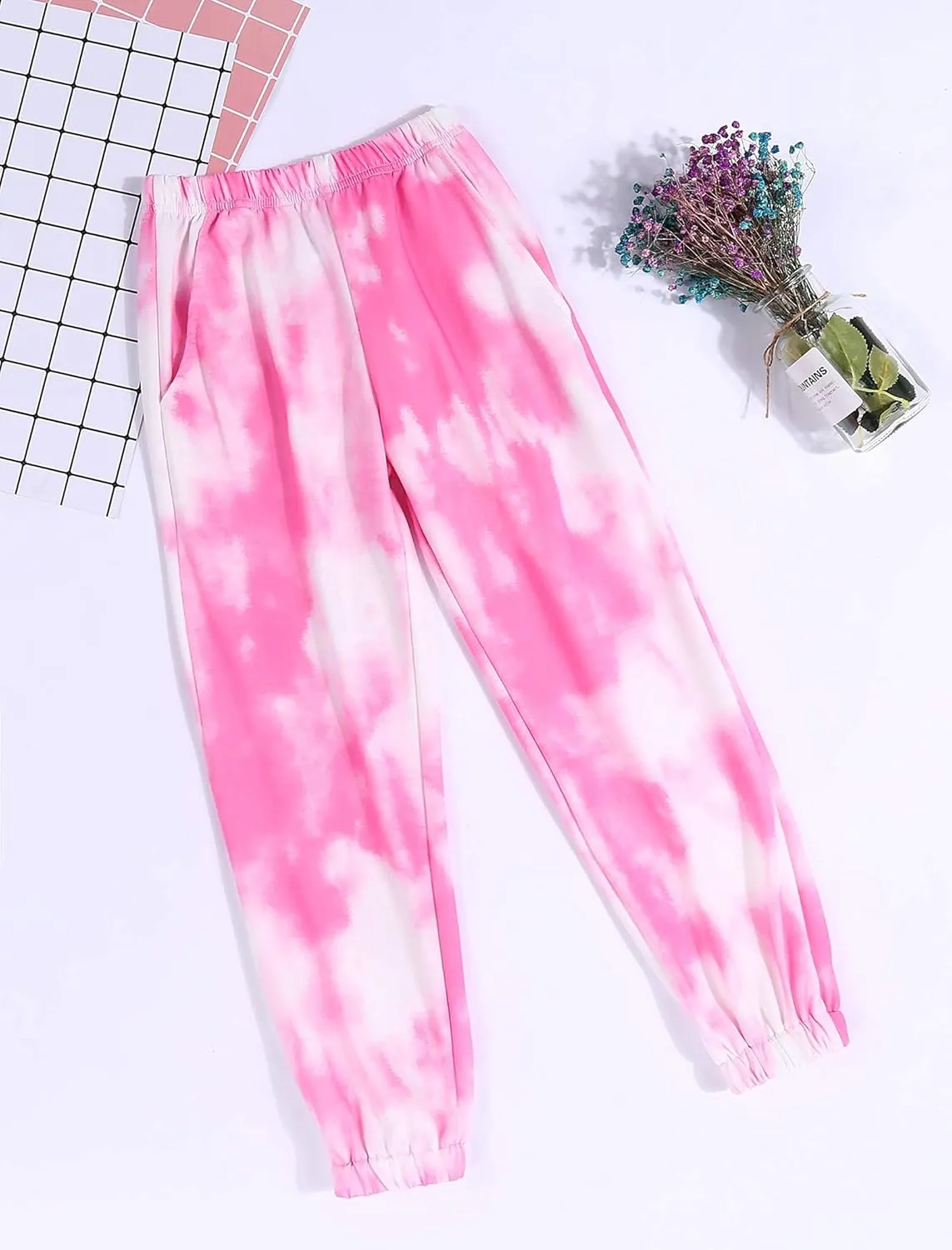 Arshiner Kids Girls Tie Dye Joggers Comfort Loose Sweatpants