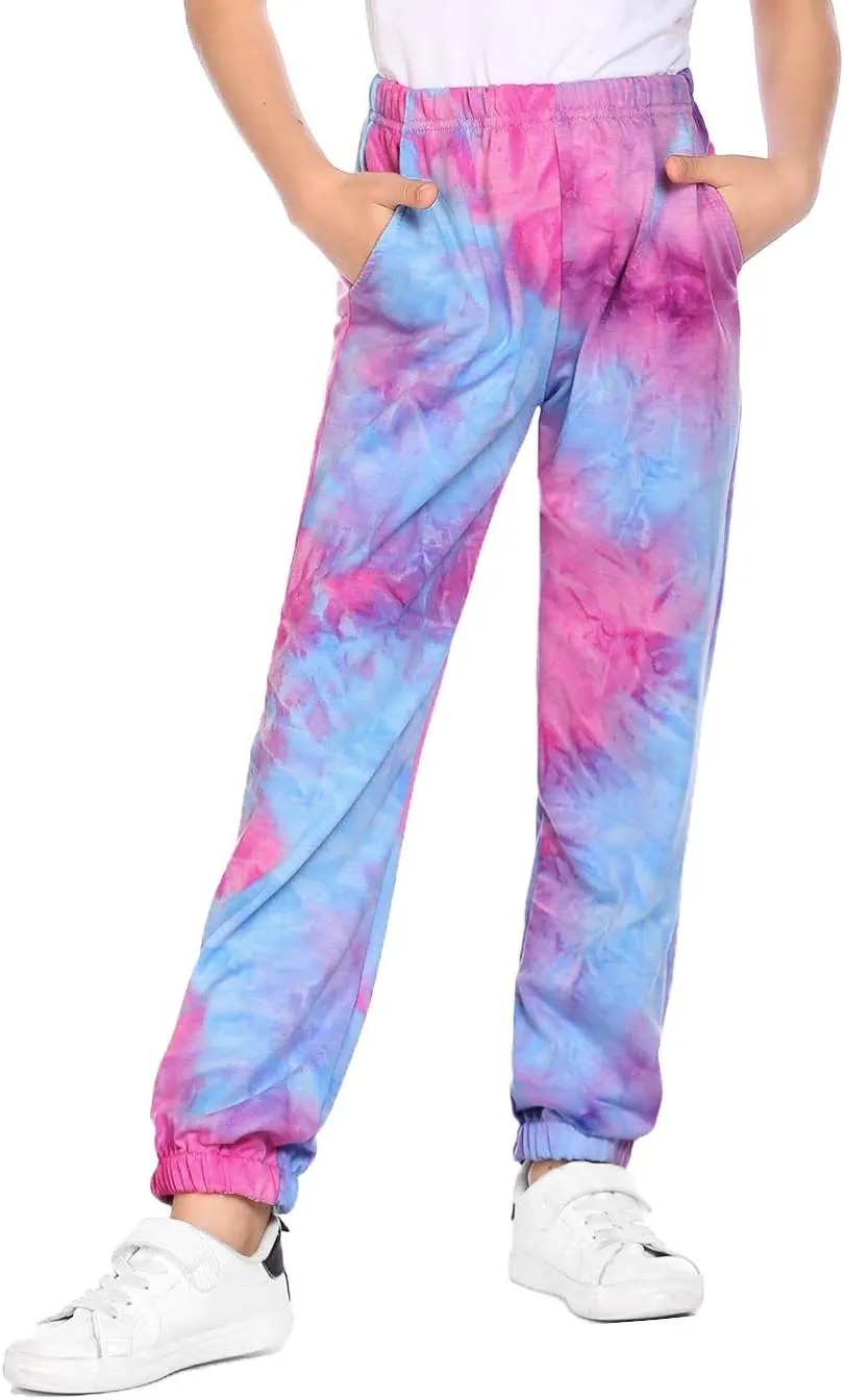 Arshiner Kids Girls Tie Dye Joggers Comfort Loose Sweatpants