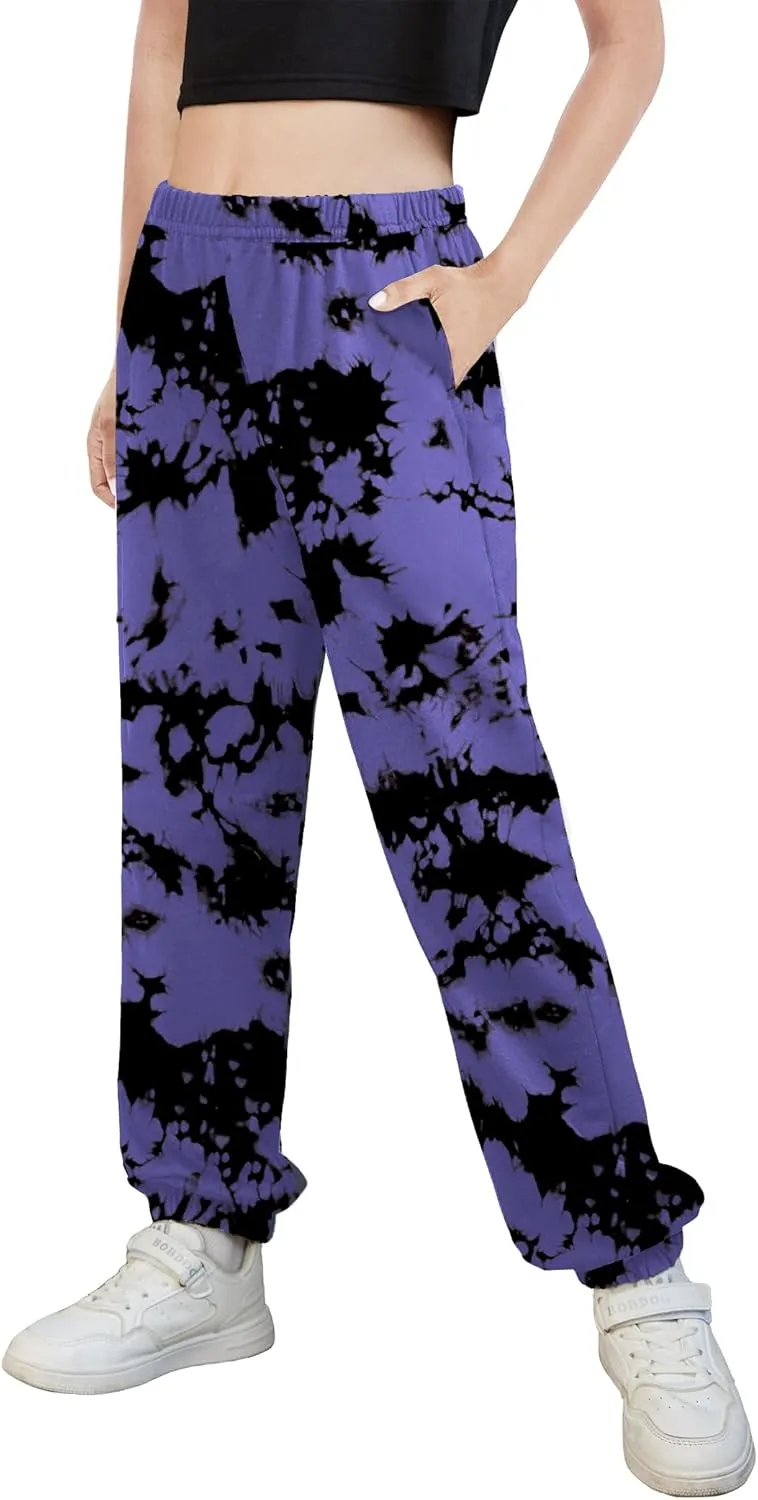 Arshiner Kids Girls Tie Dye Joggers Comfort Loose Sweatpants