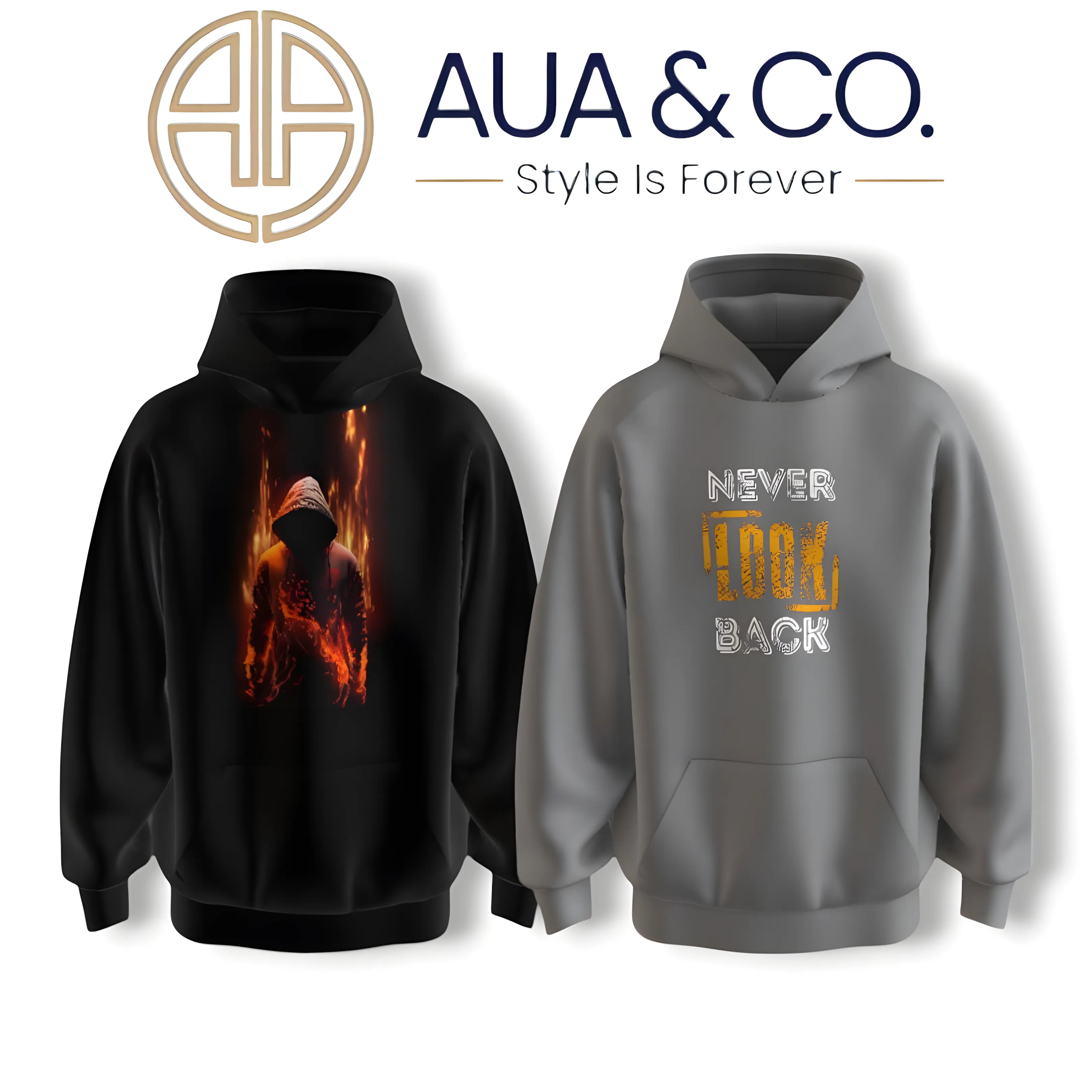 AUA&CO Men's Hoodie Bundle | Gray & Black | Soft Fleece Winter Wear