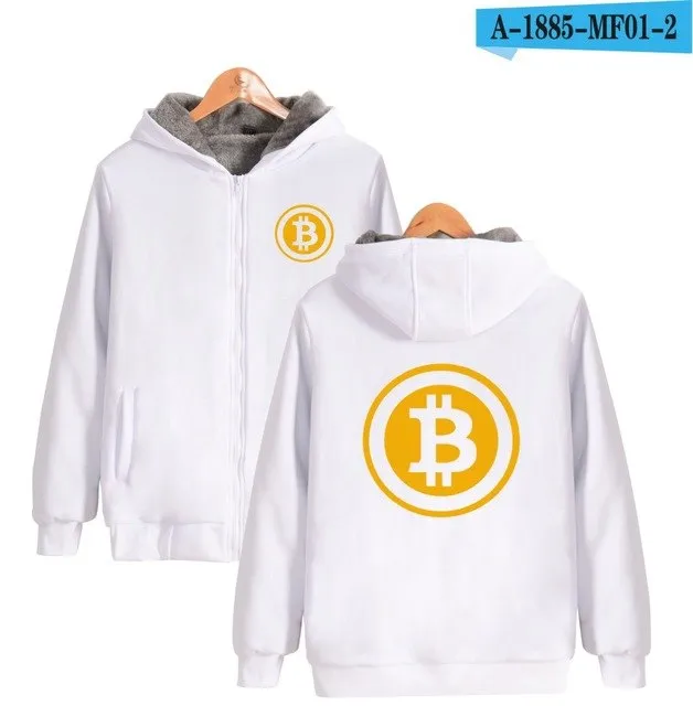 Beautiful Bitcoin Hoodies With Zipper Print Bitcoin Casual Thick Warm Winter Hooded Sweatshirts