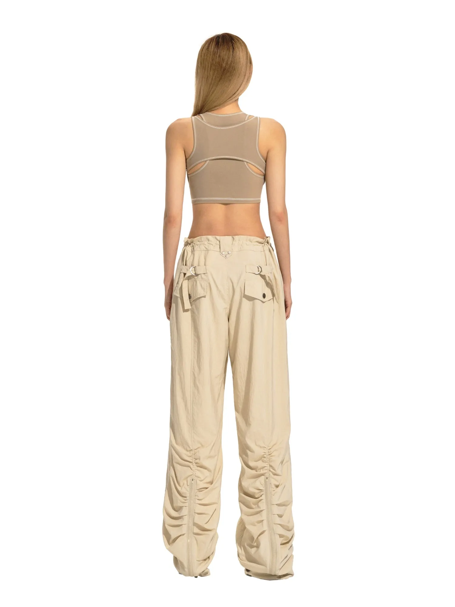 Beige Fabric Protector Jogging Pants