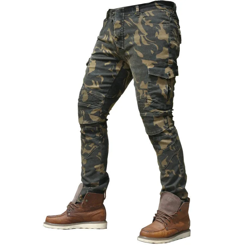 Camouflage Green Leisure Motorcycle Riding Style Men Pants