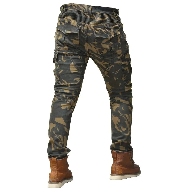 Camouflage Green Leisure Motorcycle Riding Style Men Pants