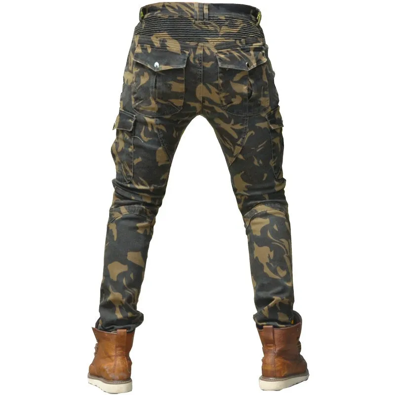 Camouflage Green Leisure Motorcycle Riding Style Men Pants