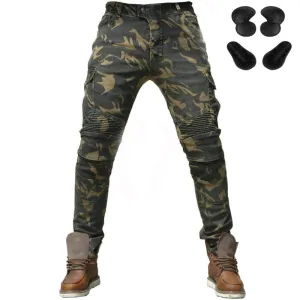 Camouflage Green Leisure Motorcycle Riding Style Men Pants