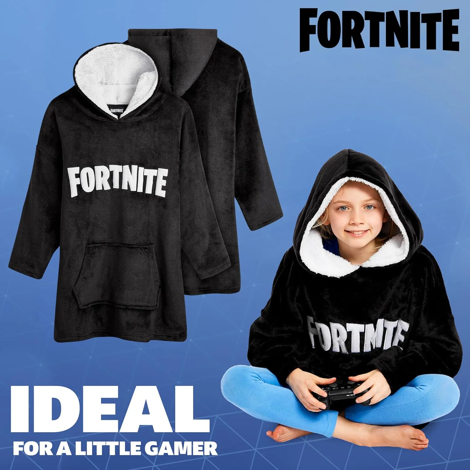 FORTNITE Hoodie for Boys, Oversized Hoodie Sweatshirt Blanket, Warm Comfortable Hooded Robe, Gifts for Boys Girls Teens