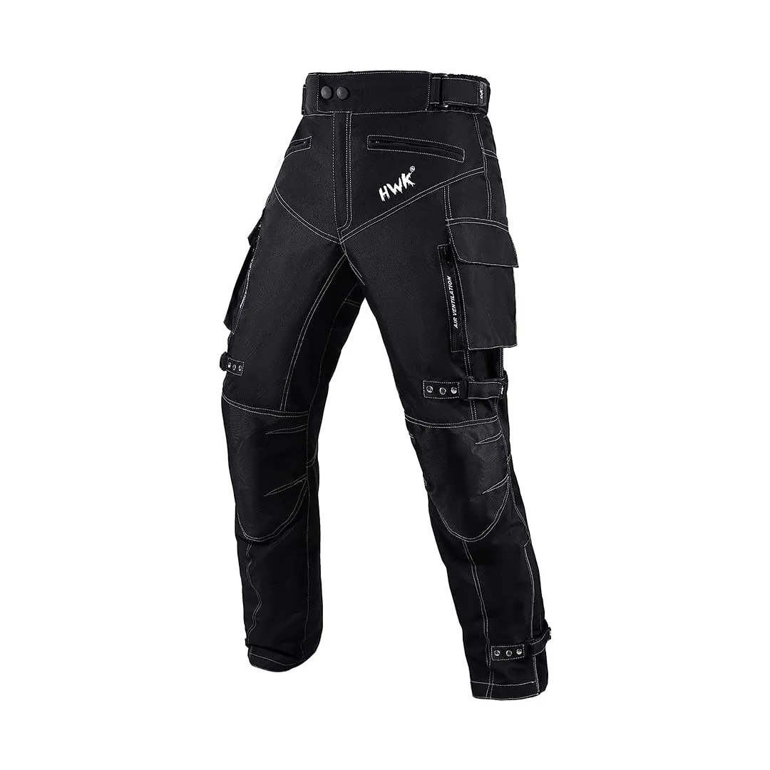 HWK Dual Sport Motorcycle Pants for Men with Water Resistant Cordura Textile Fabric & Impact Protection Armor