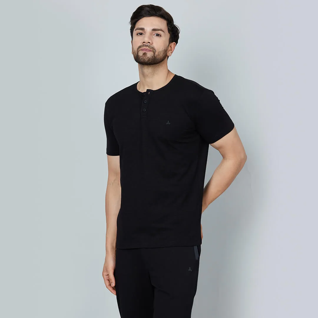 Infinia Men Stretch Slub Henley T-shirt