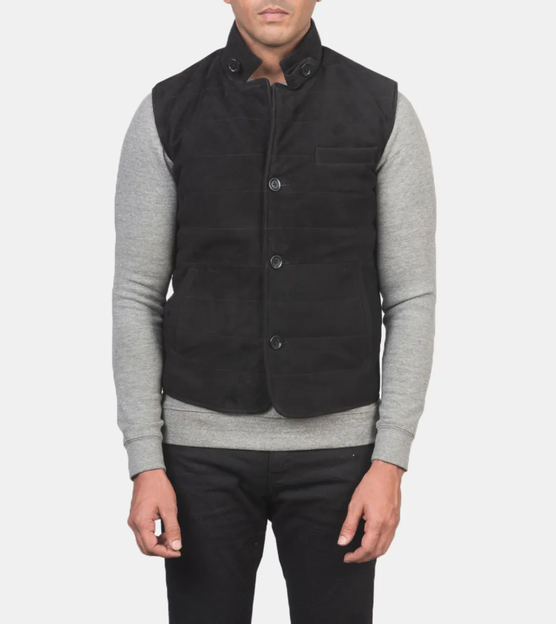 Jayden Men's Black Suede Leather Vest