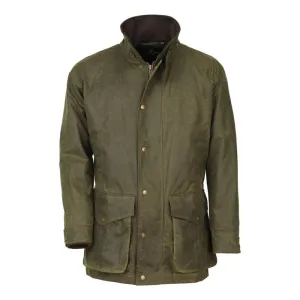 Laksen Enoch Waxed Mens Coat - Forest Green