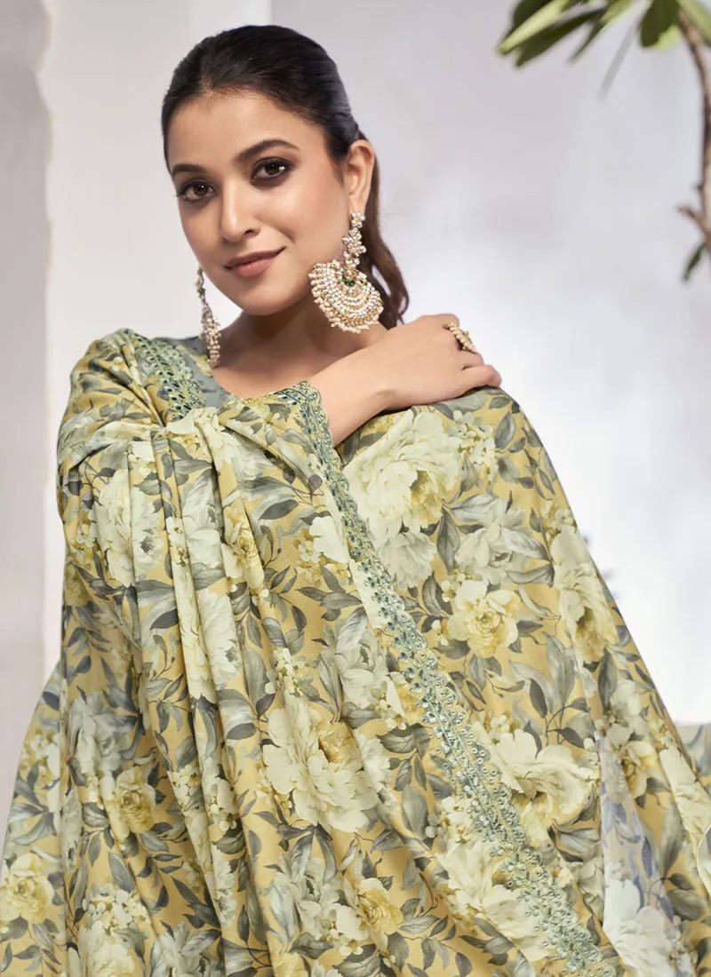 Light Green Embroidery Printed Salwar Kameez Suit