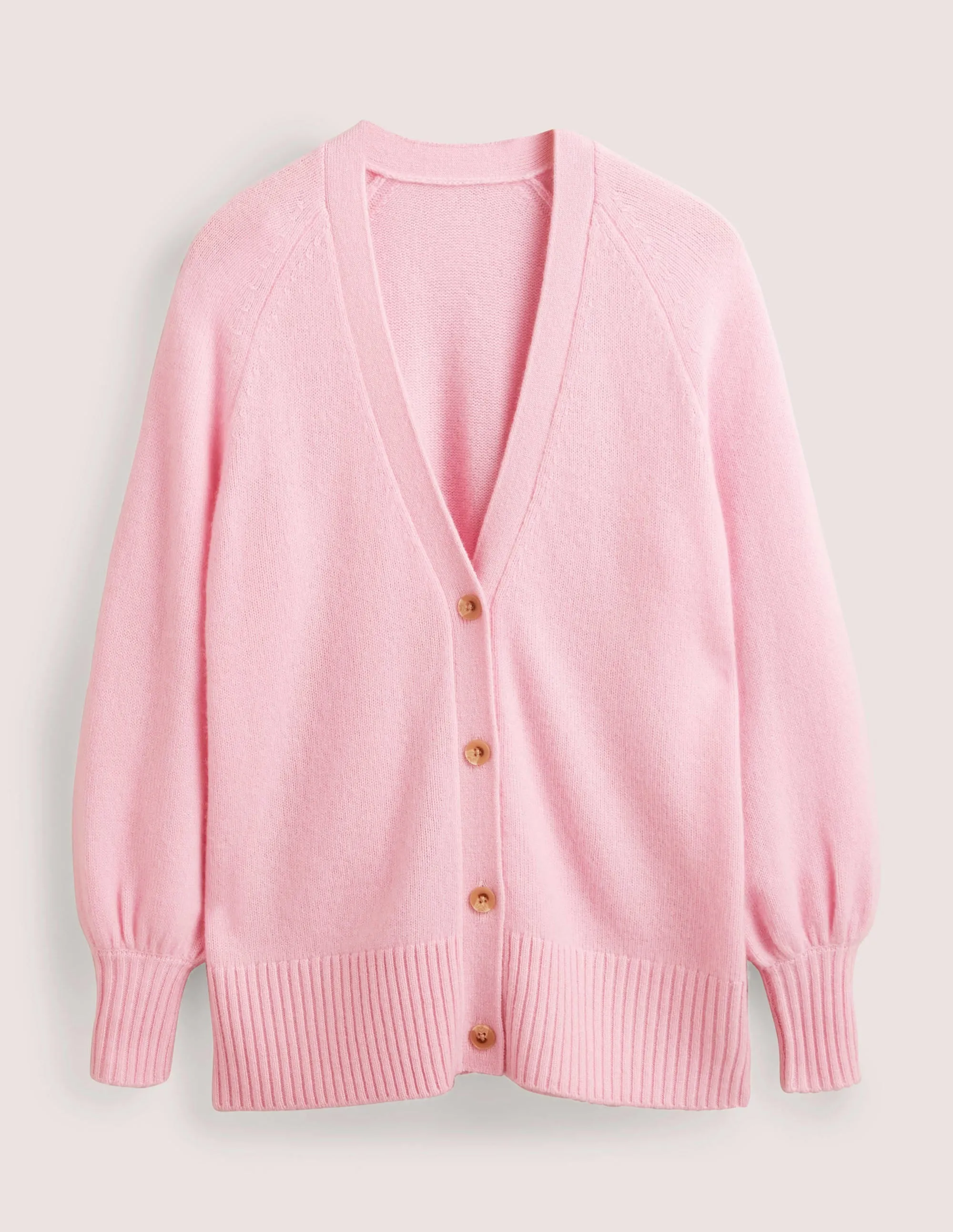 Long Cashmere Cardigan-Cameo Pink