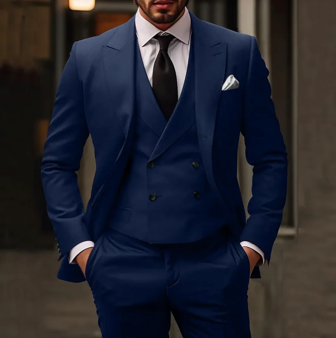 Luxurious 3-Piece Men's Suit with Blazer, Vest, and Trousers