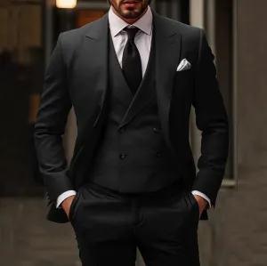 Luxurious 3-Piece Men's Suit with Blazer, Vest, and Trousers