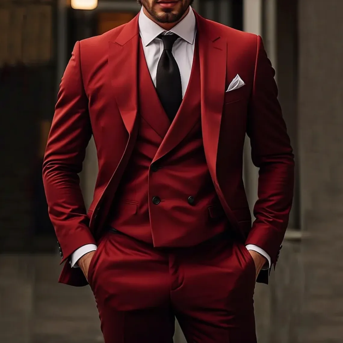 Luxurious 3-Piece Men's Suit with Blazer, Vest, and Trousers