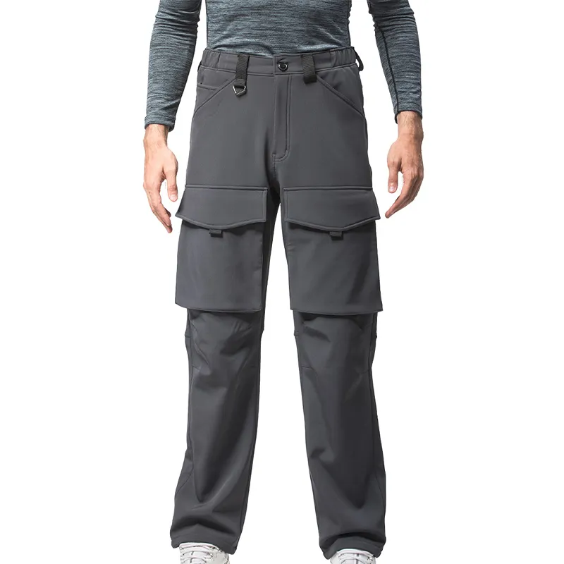 Men Multi-Pockets Windproof Cargo Fleece Outdoor Pants