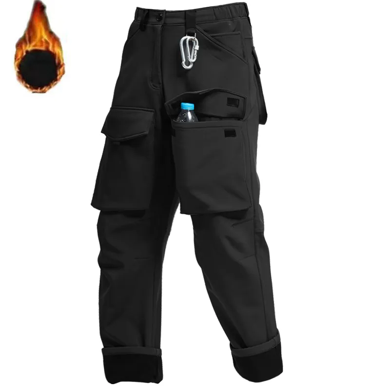 Men Multi-Pockets Windproof Cargo Fleece Outdoor Pants