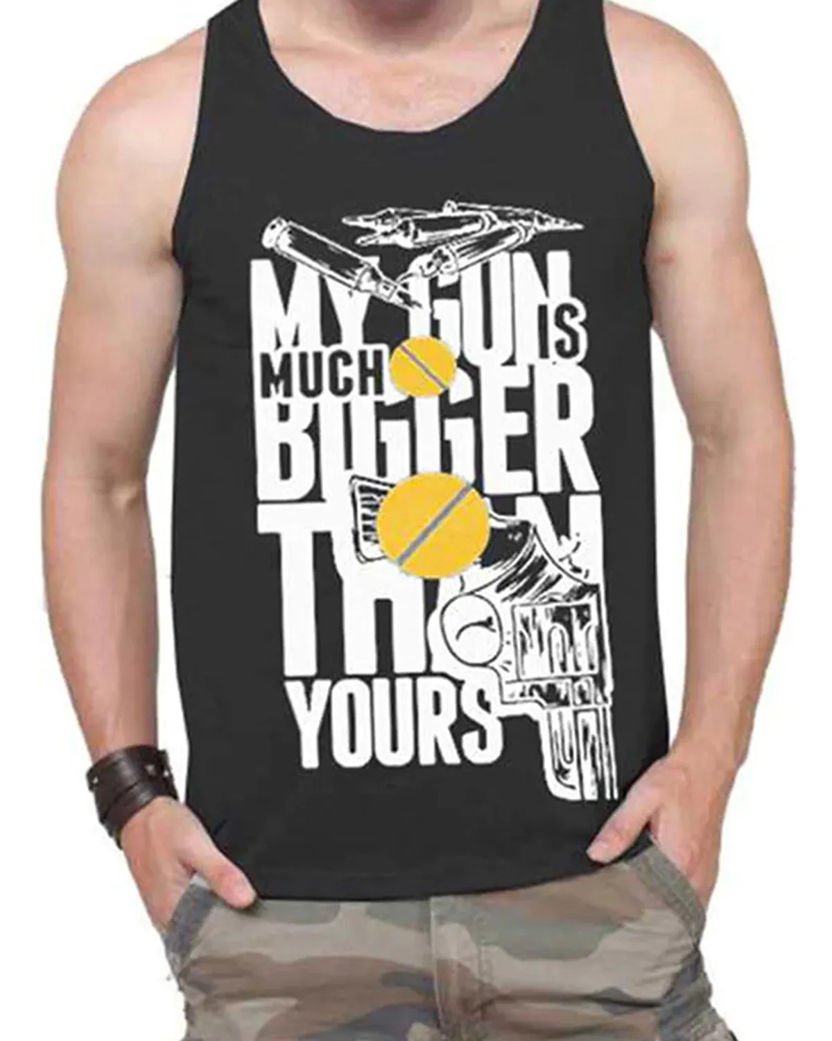 Men Printed Black Tank Top Vest