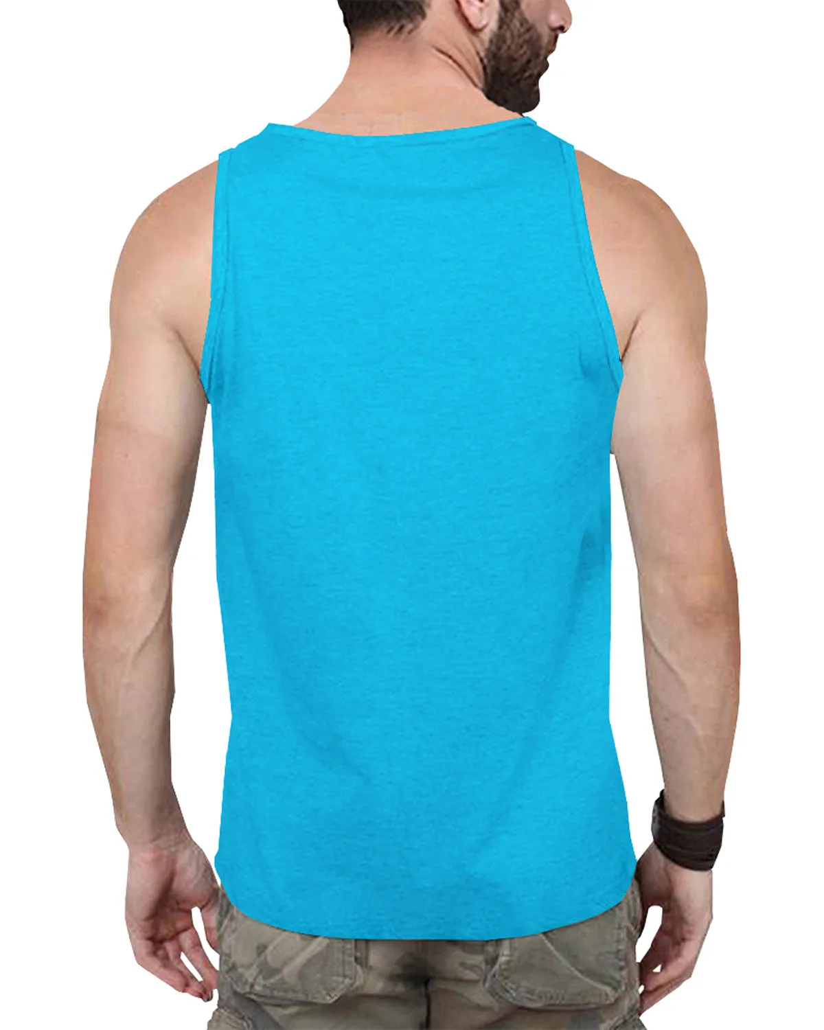 MEN SKYBLUE PRINTED SLEEVELESS VEST