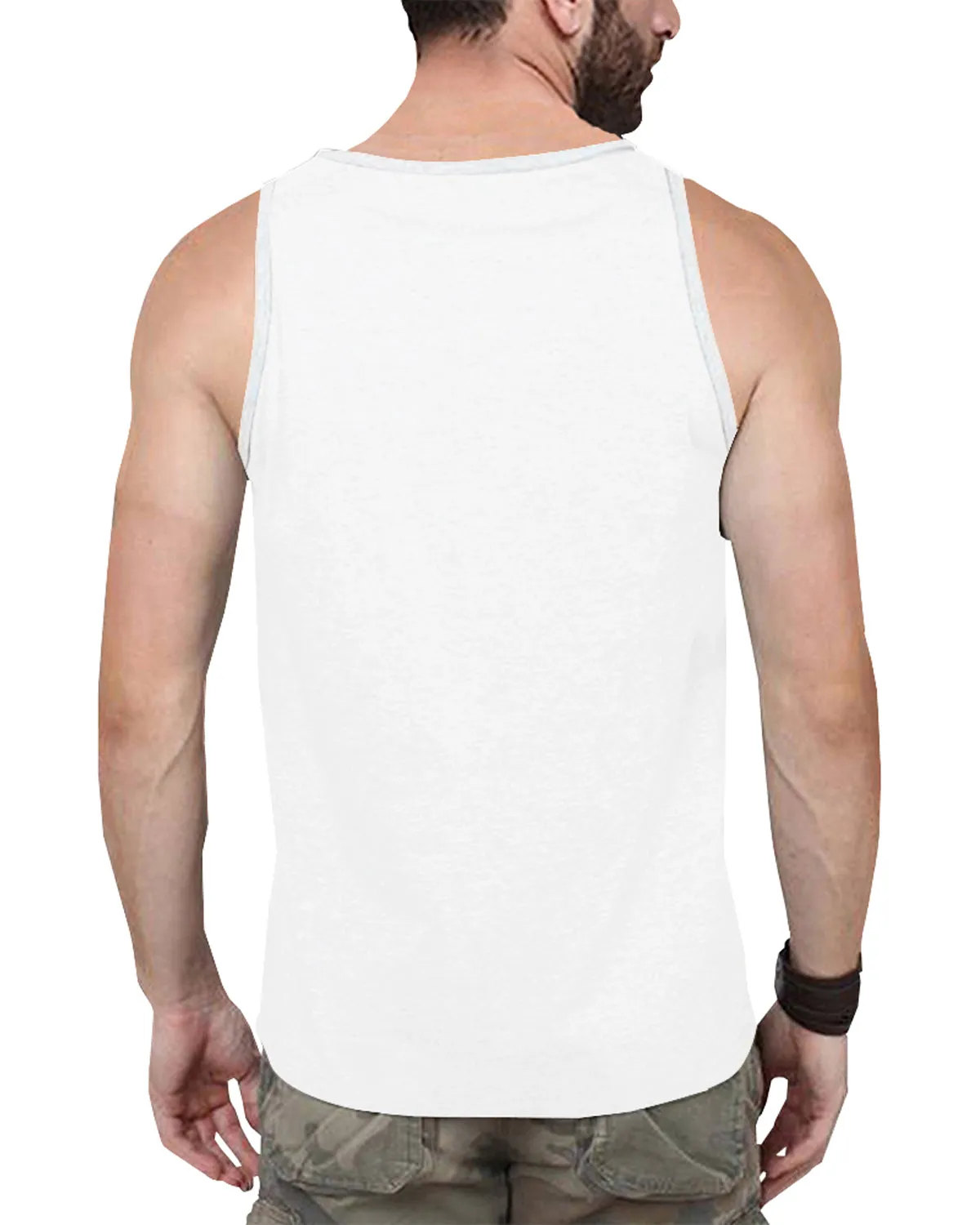 MEN WHITE PRINTED SLEEVELESS VEST