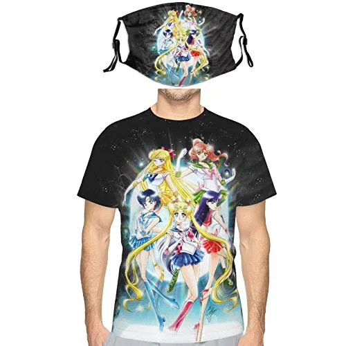 Men Women Sailor Moon Shirt mask Merchandise Loose fit Crewneck Plus Size Undershirts for Teens Men