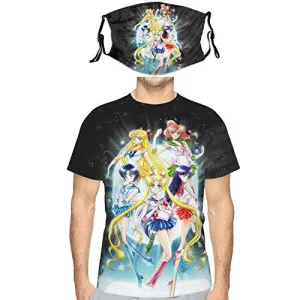 Men Women Sailor Moon Shirt mask Merchandise Loose fit Crewneck Plus Size Undershirts for Teens Men