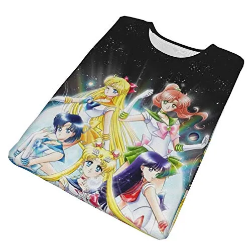 Men Women Sailor Moon Shirt mask Merchandise Loose fit Crewneck Plus Size Undershirts for Teens Men