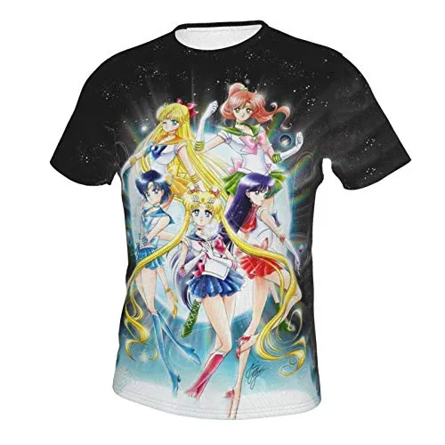 Men Women Sailor Moon Shirt mask Merchandise Loose fit Crewneck Plus Size Undershirts for Teens Men