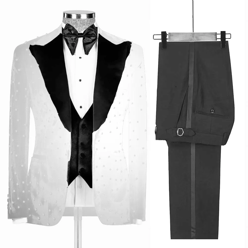 Mens Custom Made Slim Fit Velvet Suit-Formal Wedding Tuxedo