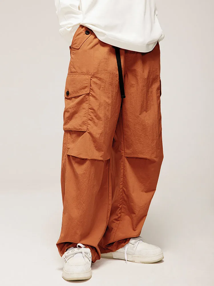 Men'S Loose Button Pocket Paratrooper Pants