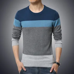 Men's O-Neck Striped Slim Fit Sweater