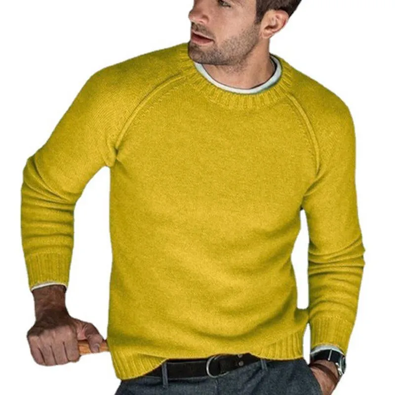 Men's Solid Color Crew Neck Knit Pullover Sweater 85798282X