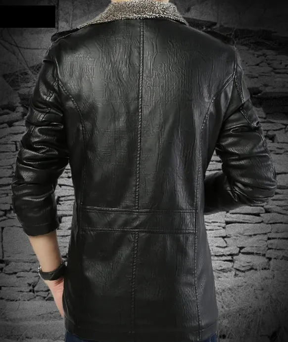 Men's Stand Collar Pu Leather Windproof Jacket