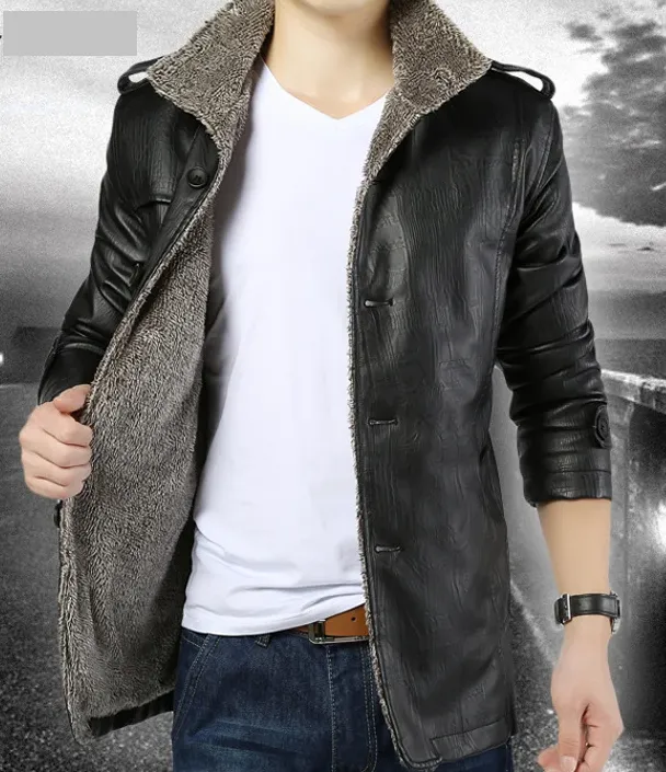 Men's Stand Collar Pu Leather Windproof Jacket