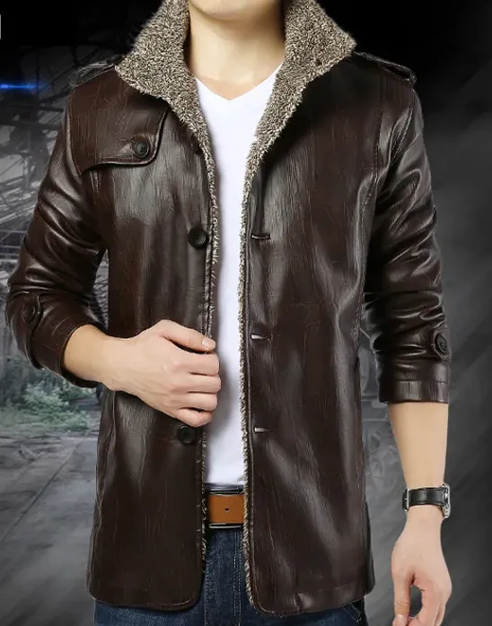 Men's Stand Collar Pu Leather Windproof Jacket