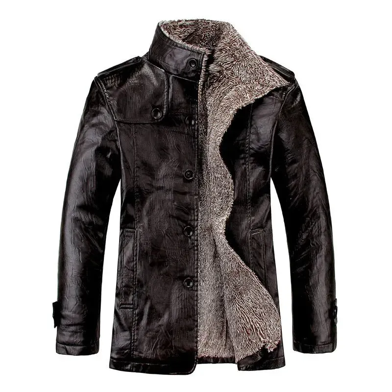 Men's Stand Collar Pu Leather Windproof Jacket