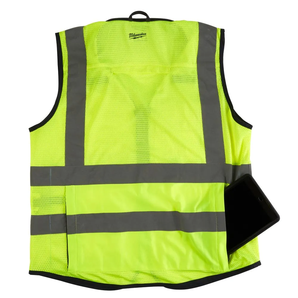 Milwaukee 48735042 L/XL Yellow Premium High Visibility Safety Vest