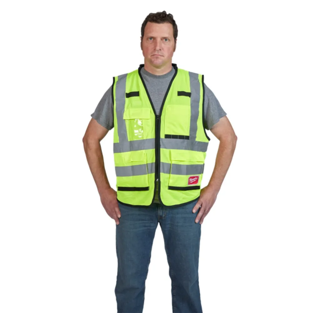 Milwaukee 48735042 L/XL Yellow Premium High Visibility Safety Vest