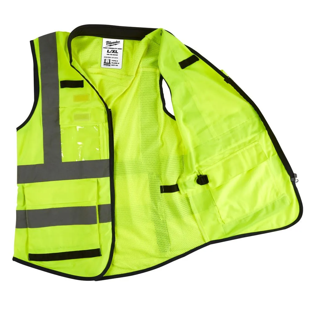 Milwaukee 48735042 L/XL Yellow Premium High Visibility Safety Vest