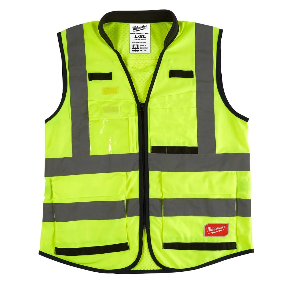 Milwaukee 48735042 L/XL Yellow Premium High Visibility Safety Vest