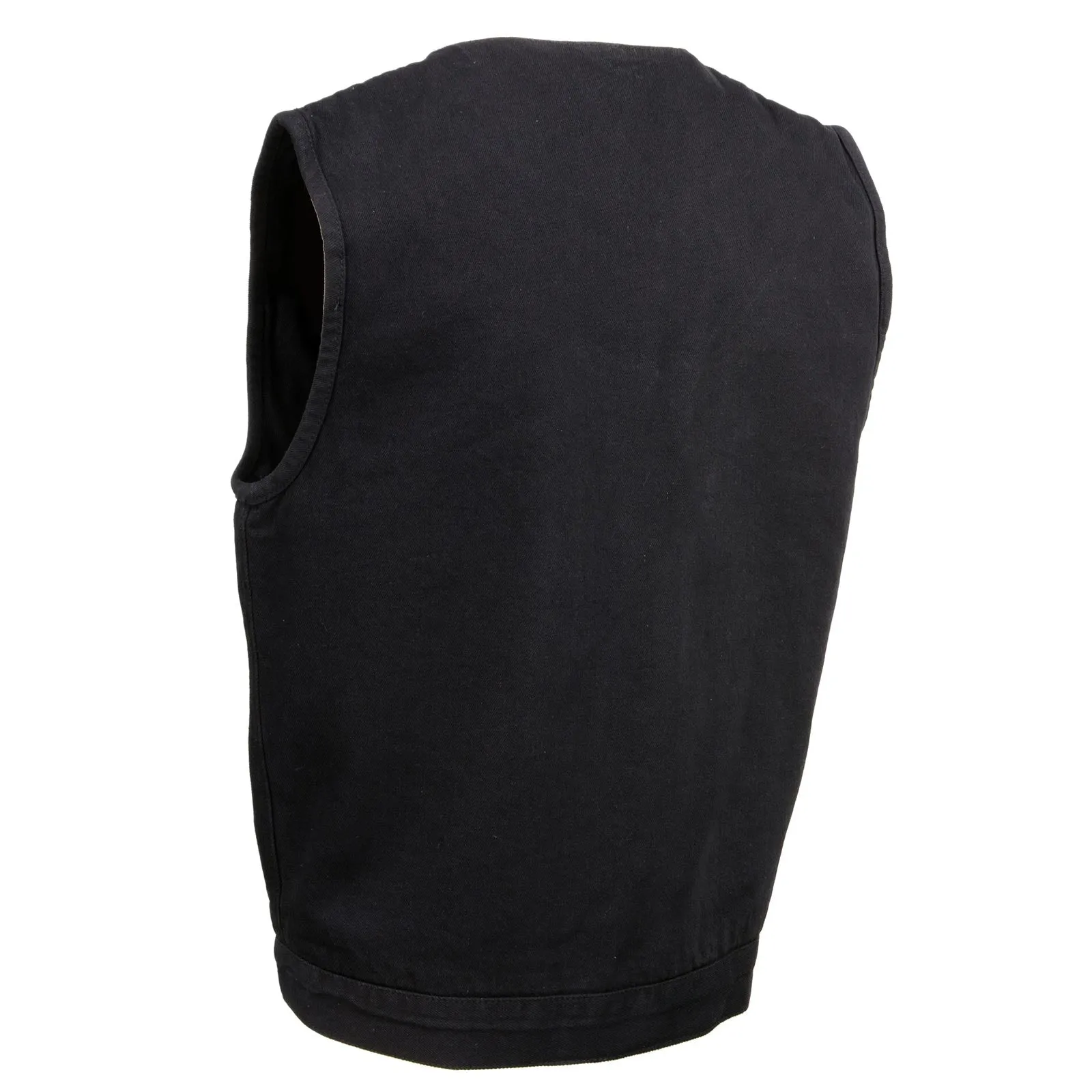 Milwaukee Leather MDM3012 Men's 'Brute' Concealed Snap Black Denim V-Neck Club Style Vest w/ Hidden Zipper