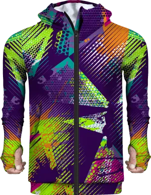 Multi Color Pattern Fleece Hoodie