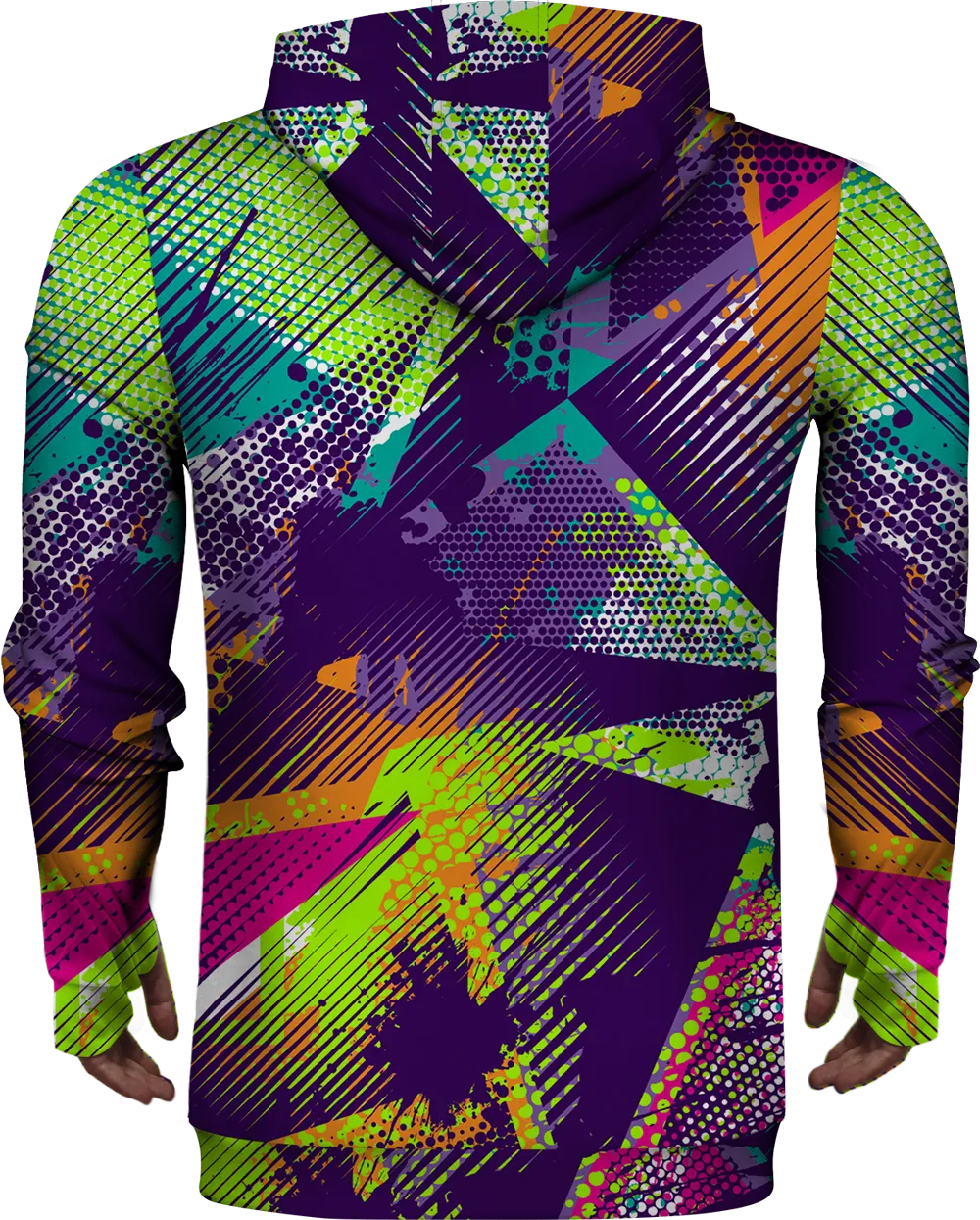 Multi Color Pattern Fleece Hoodie