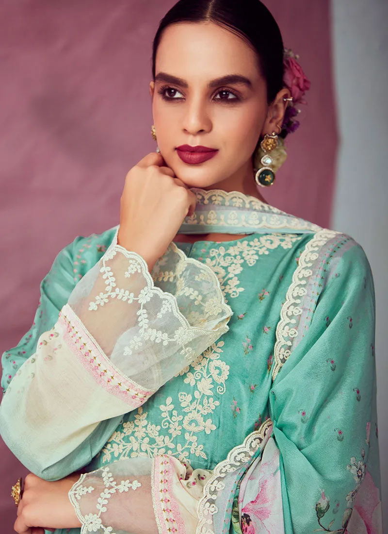 Sea Green Embroidered Pakistani Salwar Kameez Suit