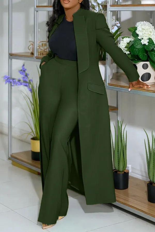 Stylish Longer Version Cap Sleeve Suit Set