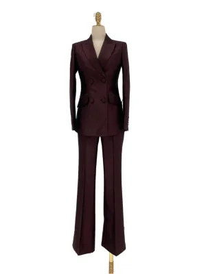 Two-Piece Women Suit - Double-Breasted Flared Pant Suit