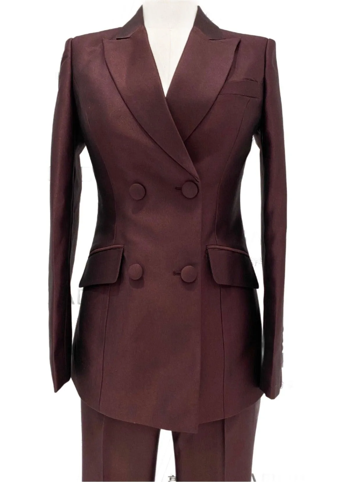 Two-Piece Women Suit - Double-Breasted Flared Pant Suit