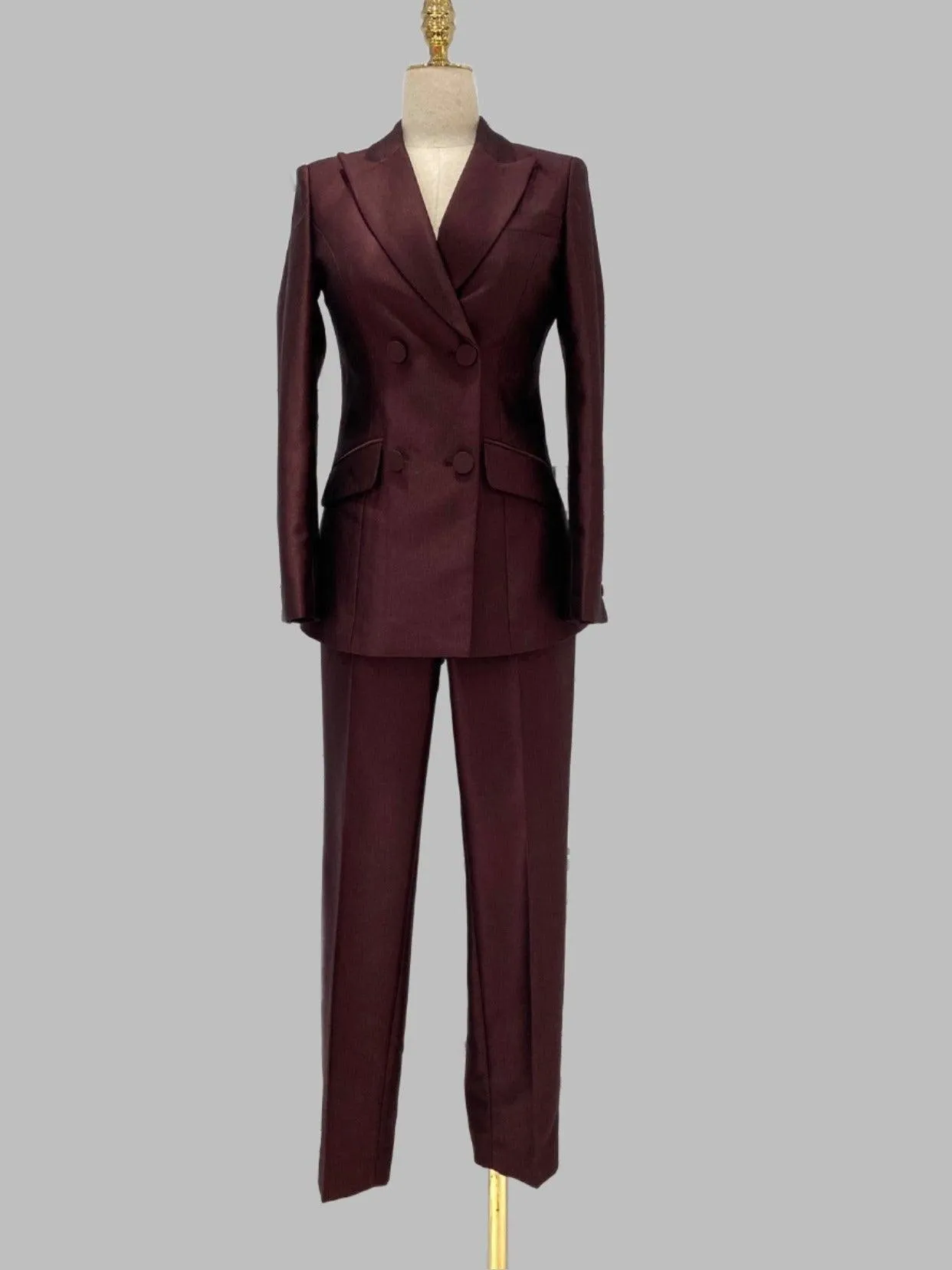 Two-Piece Women Suit - Double-Breasted Flared Pant Suit